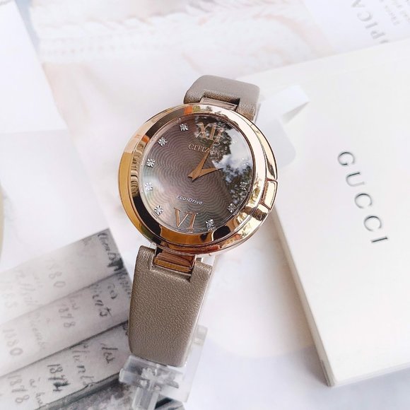 Citizen Diamond Stone 34mm Brown Watch